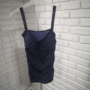 Jantzen Ladies Size 10 Navy with White Polka Dots Tankini Top